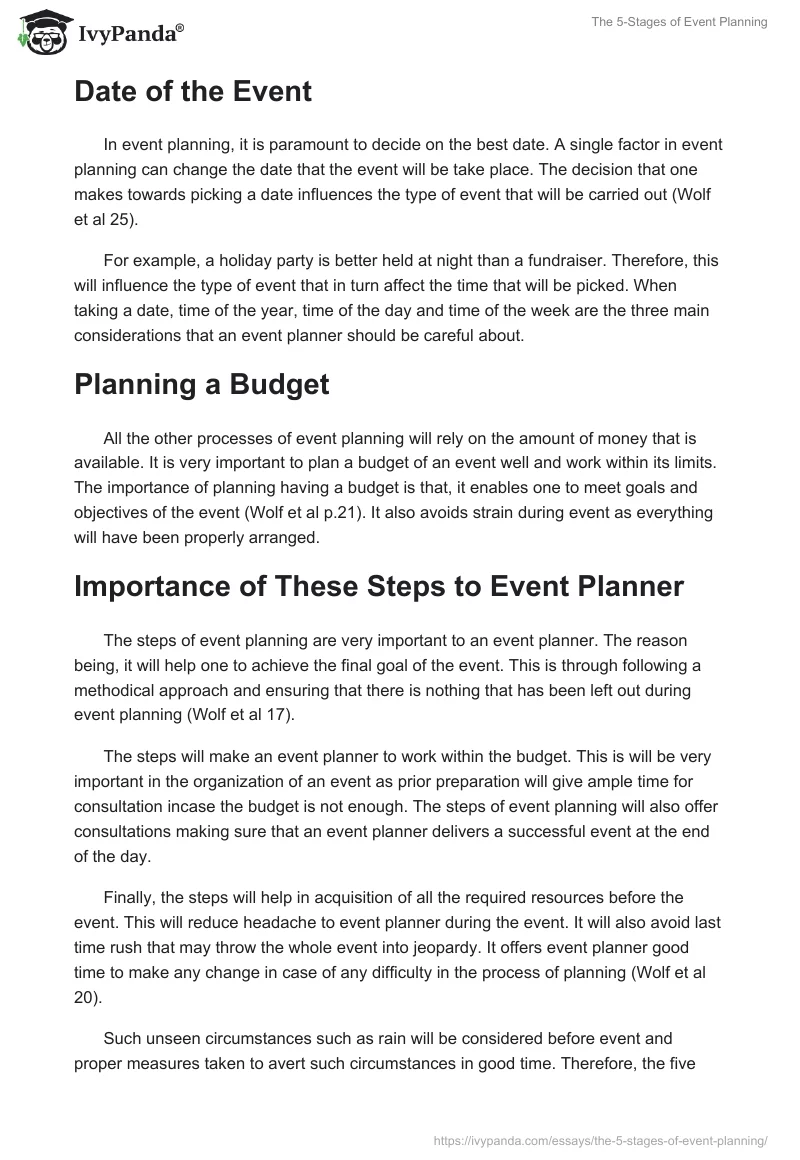 The 5-Stages of Event Planning. Page 2