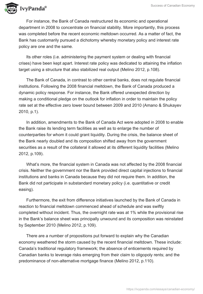 Success of Canadian Economy. Page 4