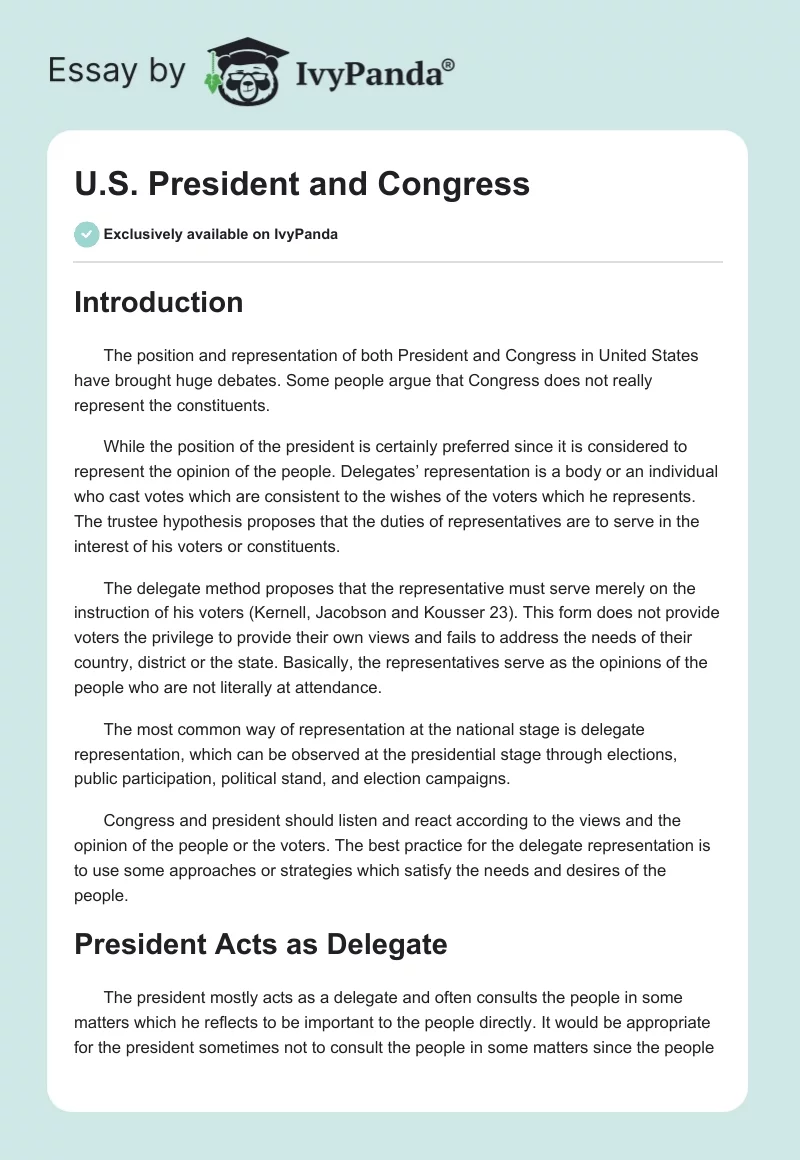 U.S. President and Congress. Page 1