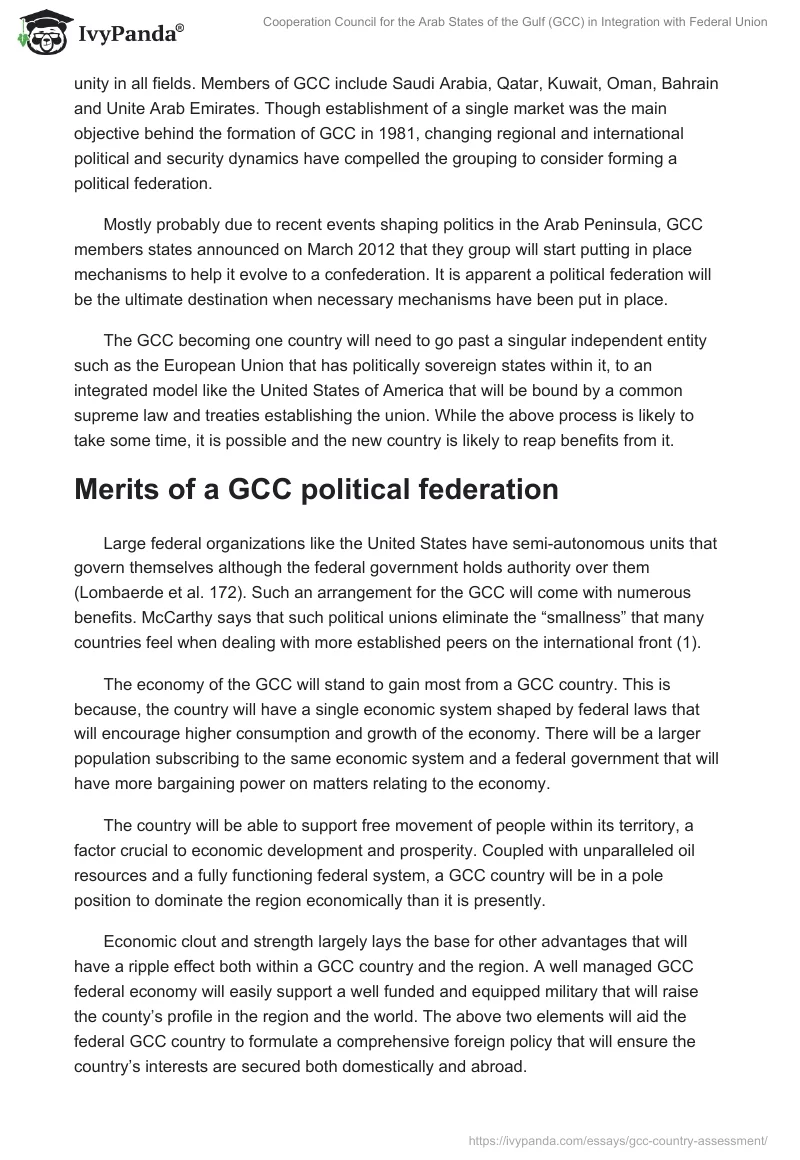 Cooperation Council for the Arab States of the Gulf (GCC) in Integration with Federal Union. Page 2