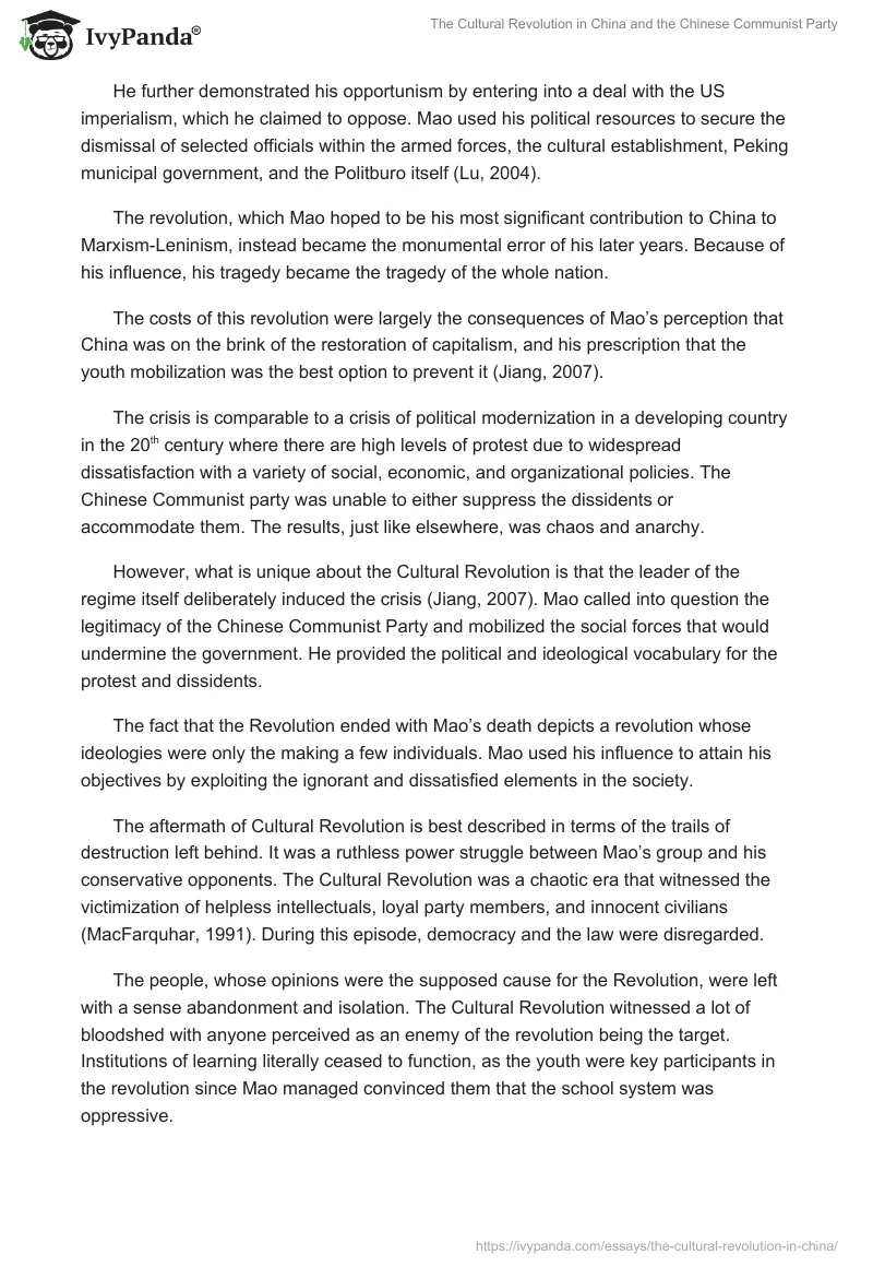 The Cultural Revolution in China and the Chinese Communist Party. Page 2