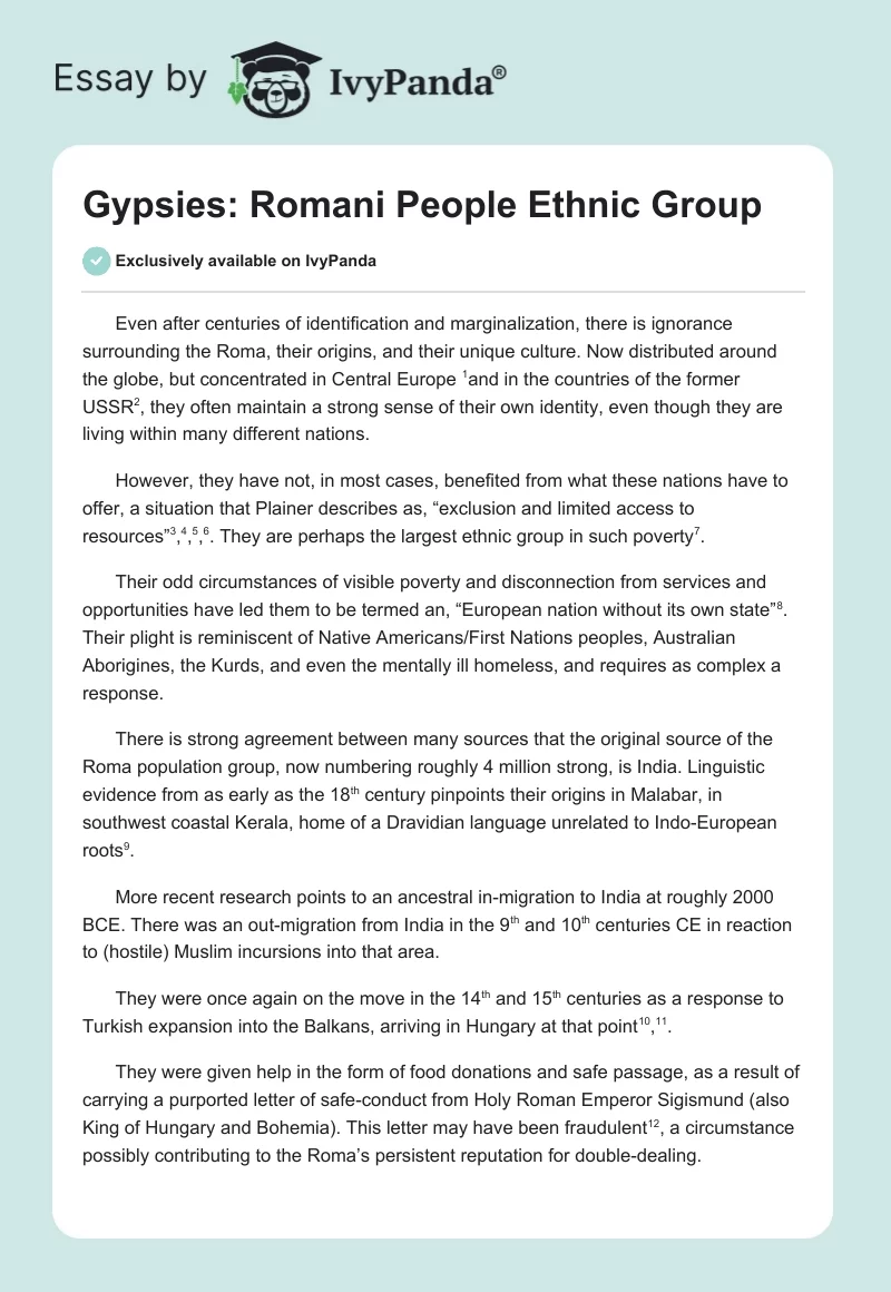 Gypsies: Romani People Ethnic Group. Page 1