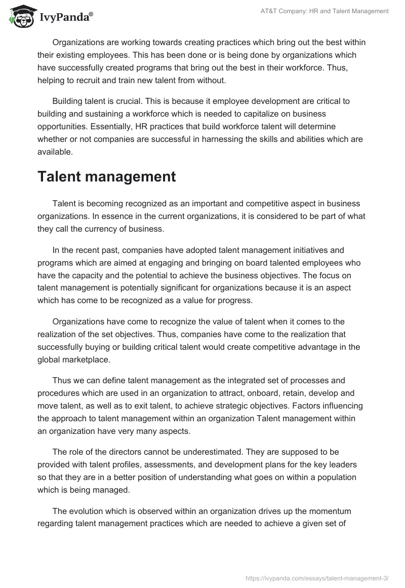 AT&T Company: HR and Talent Management. Page 2