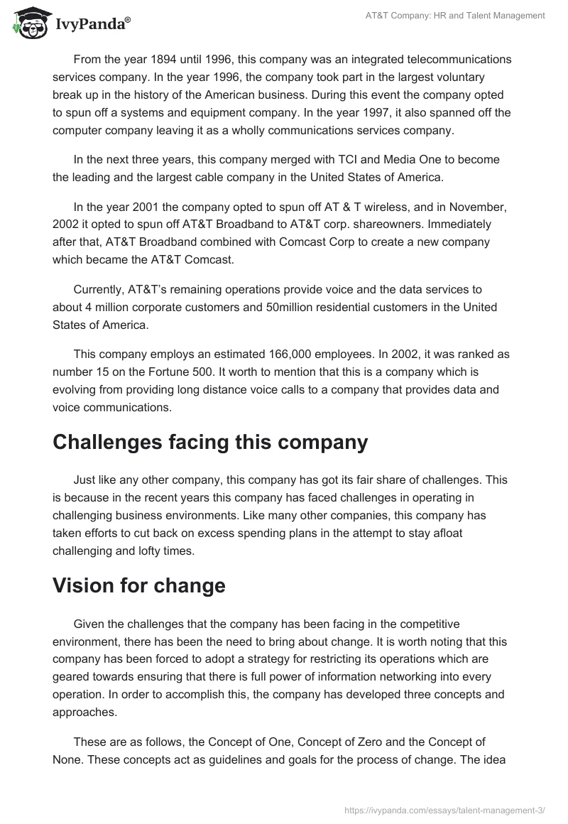 AT&T Company: HR and Talent Management. Page 5