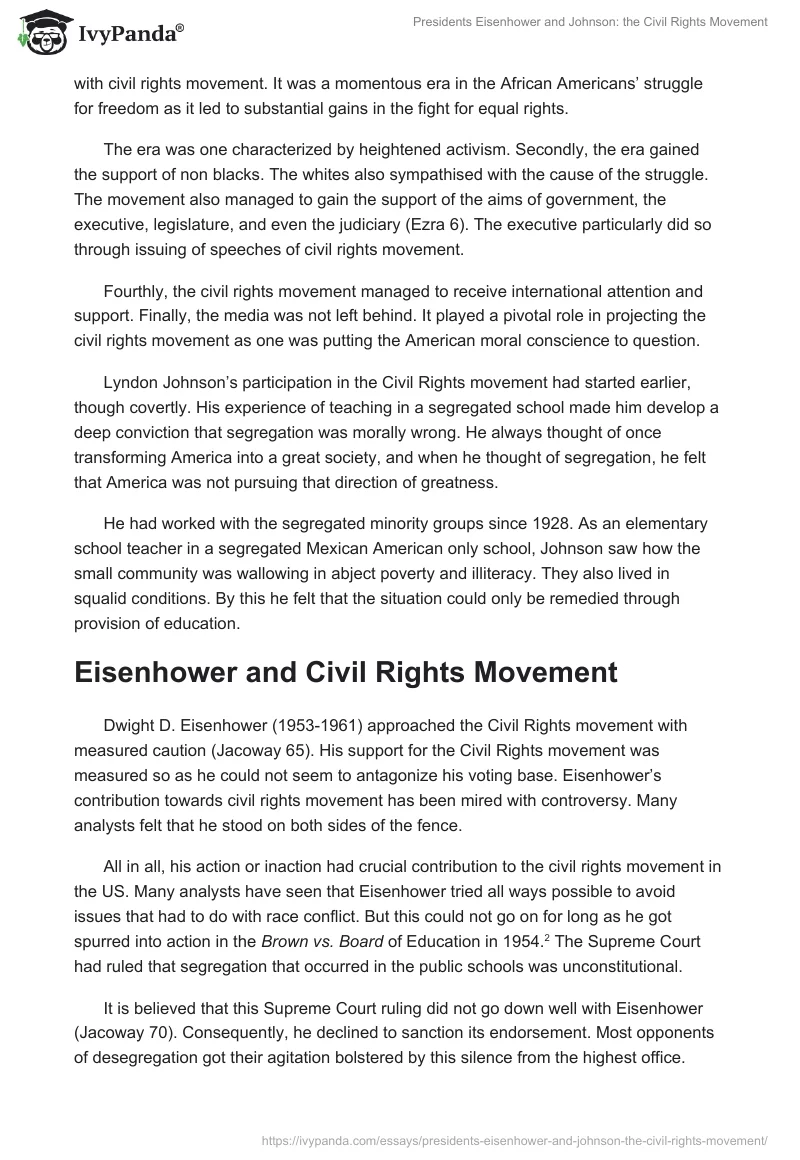 Presidents Eisenhower and Johnson: the Civil Rights Movement. Page 2