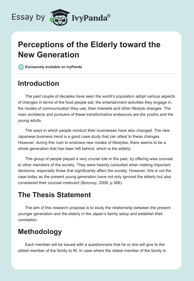 Perceptions of the Elderly toward the New Generation. Page 1
