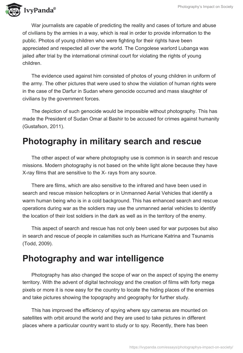 Photography’s Impact on Society. Page 3