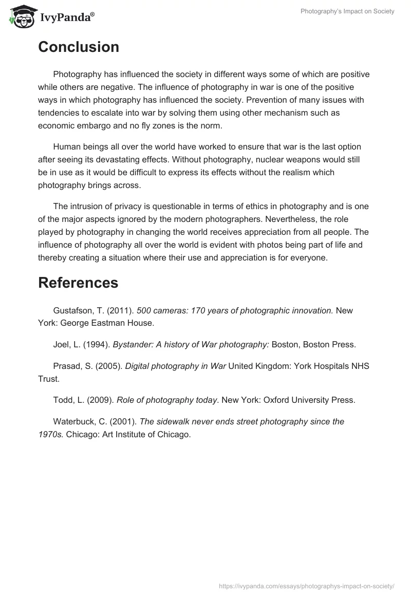 Photography’s Impact on Society. Page 5