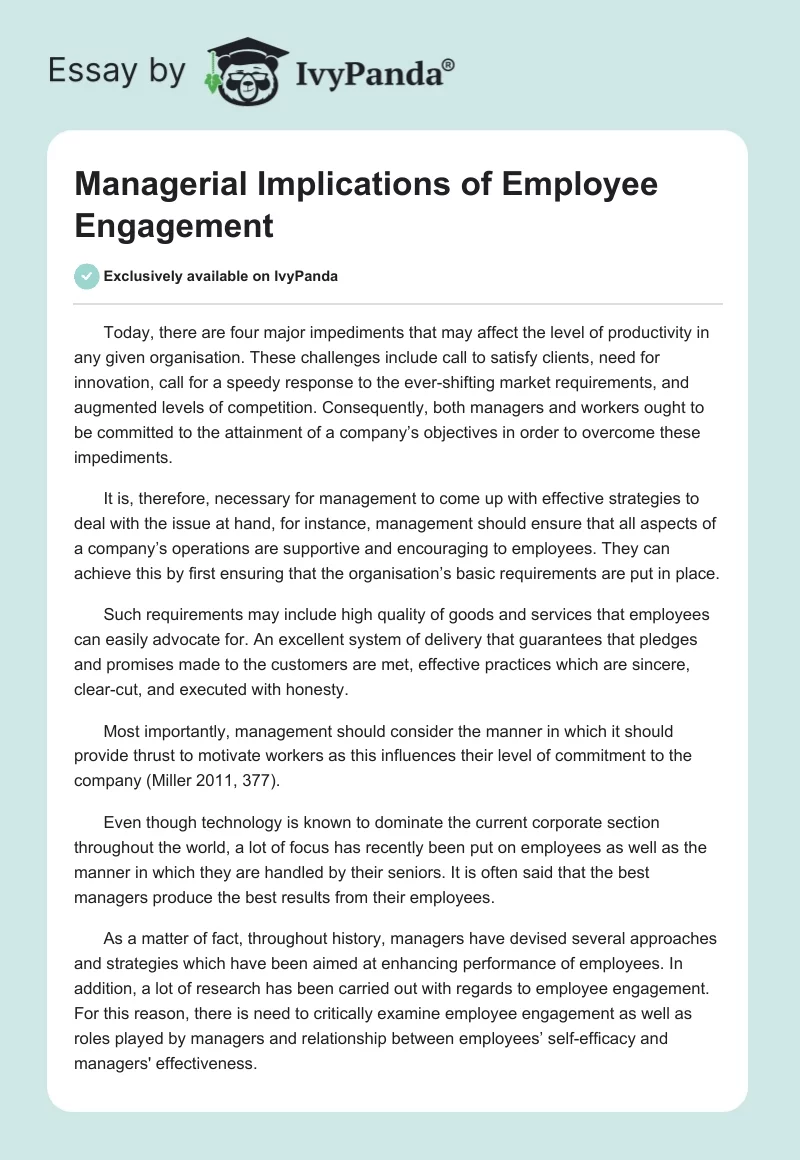 Managerial Implications of Employee Engagement. Page 1