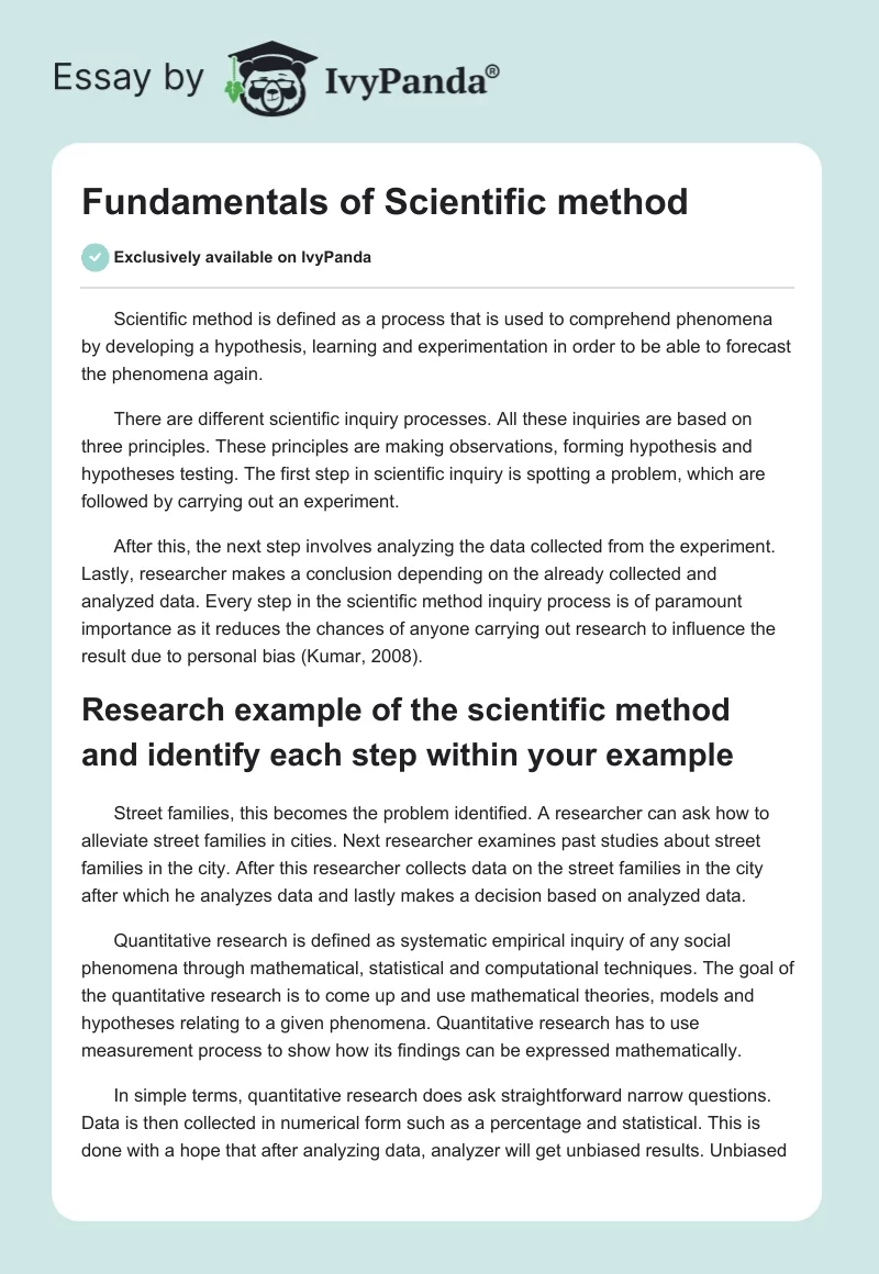 Fundamentals of Scientific method . Page 1