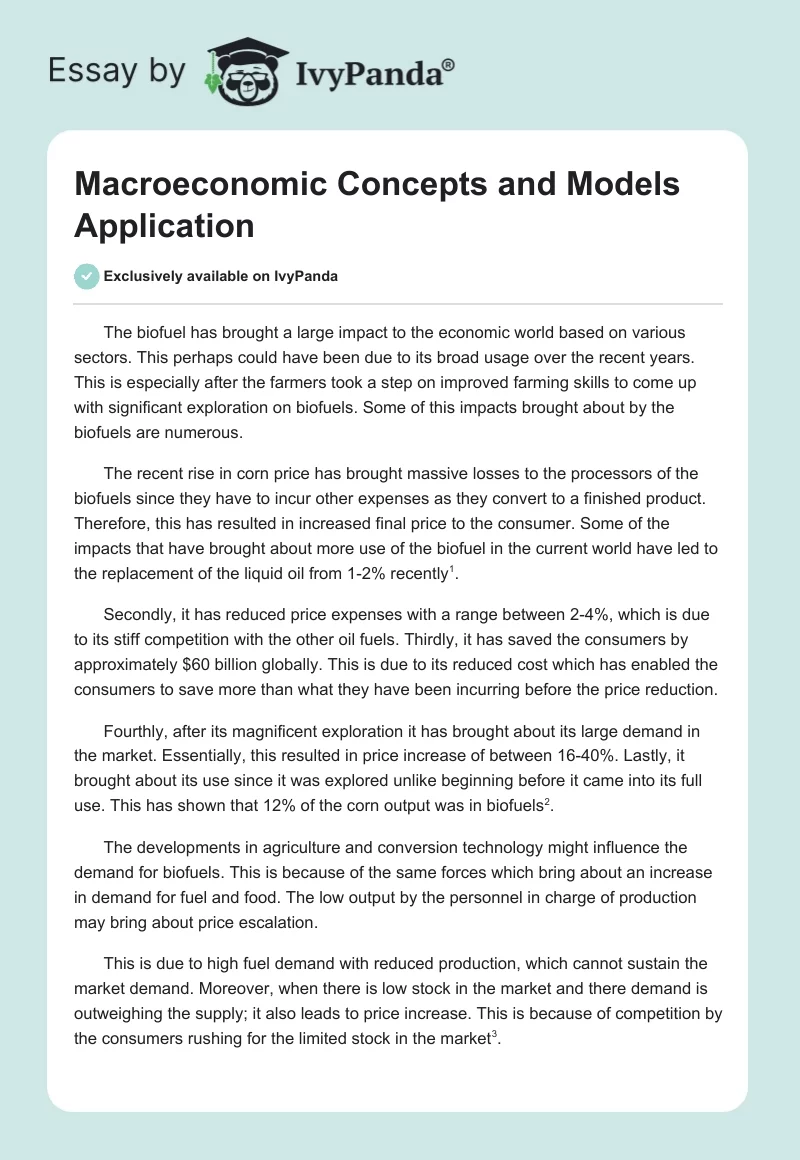 Macroeconomic Concepts and Models Application. Page 1