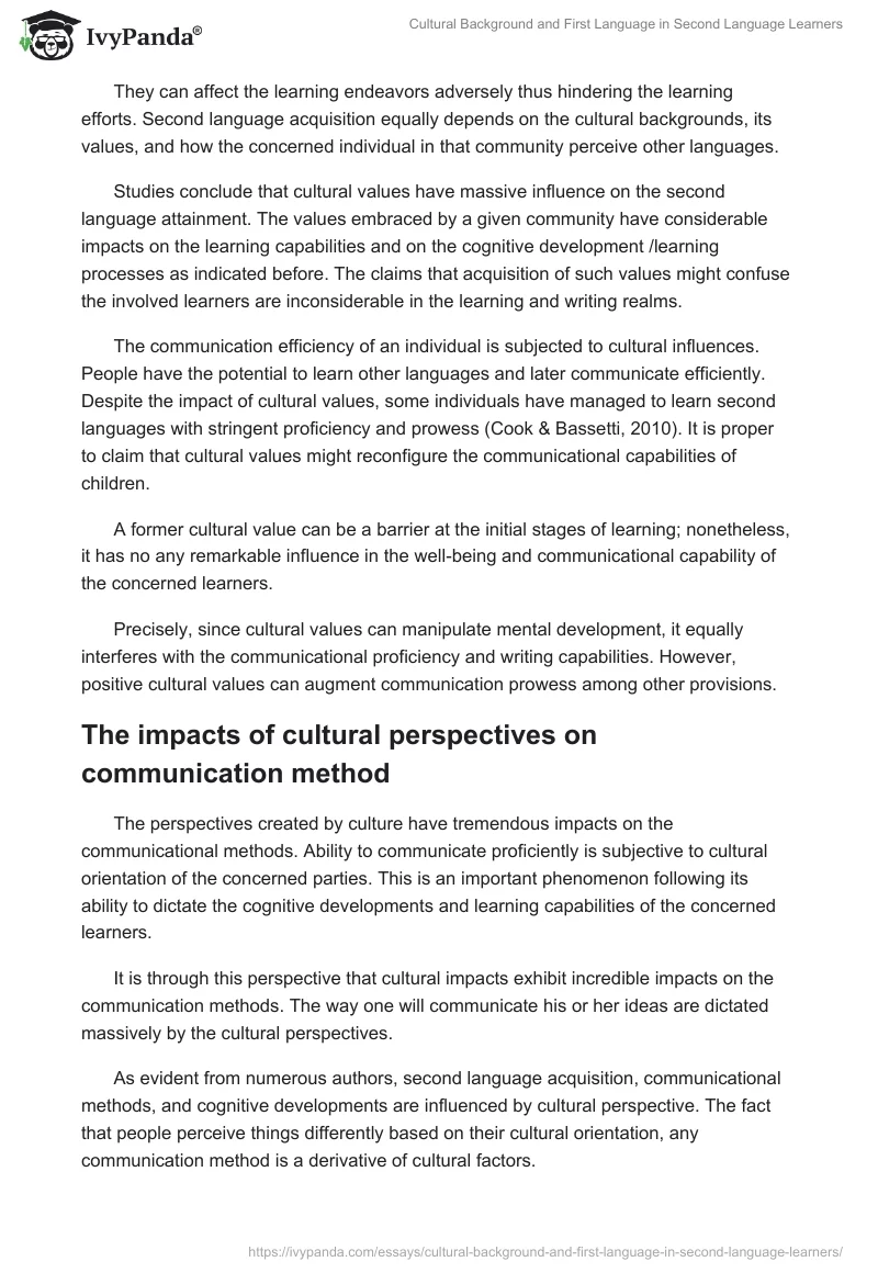 Cultural Background and First Language in Second Language Learners. Page 4