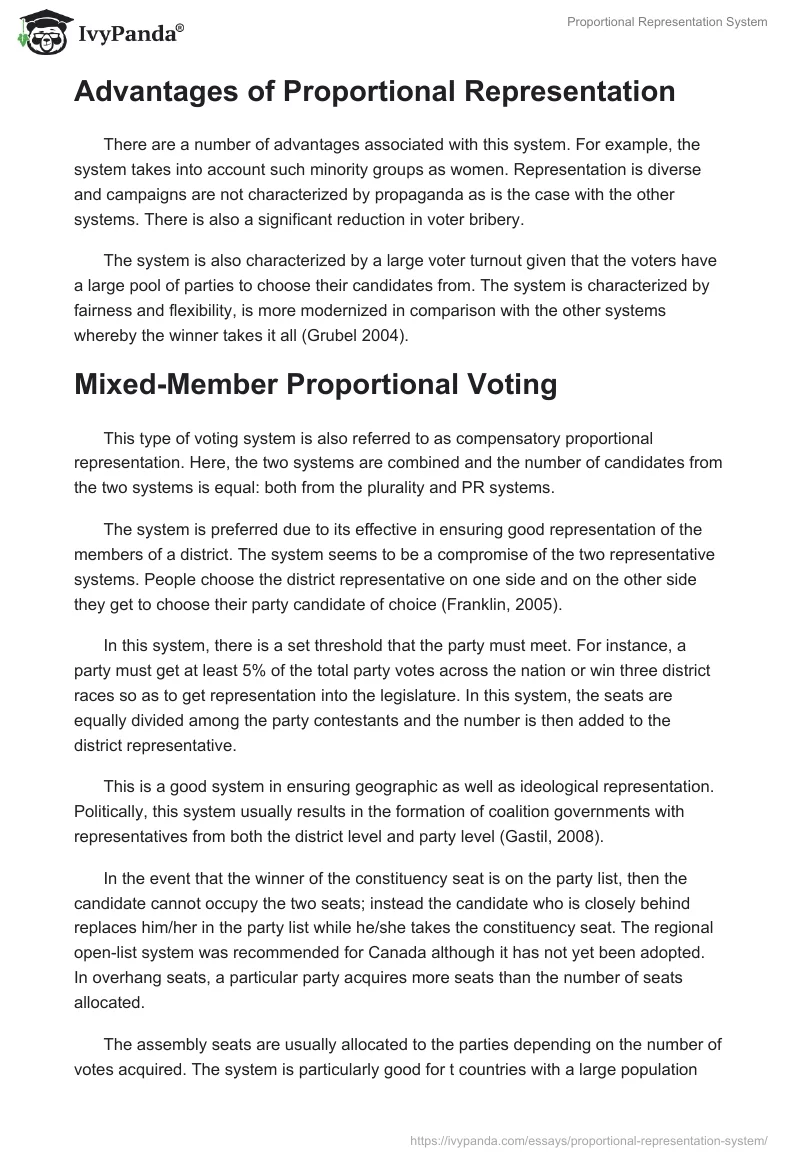 Proportional Representation System. Page 2