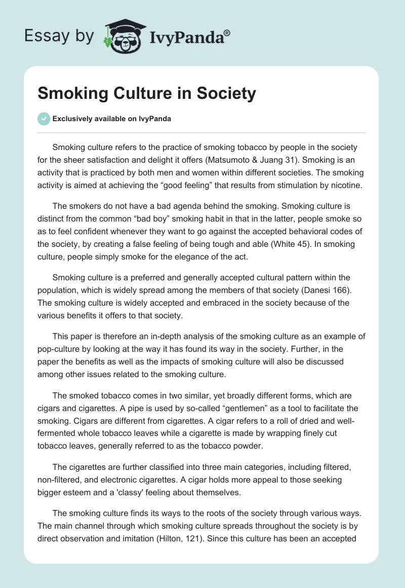 Smoking Culture in Society. Page 1