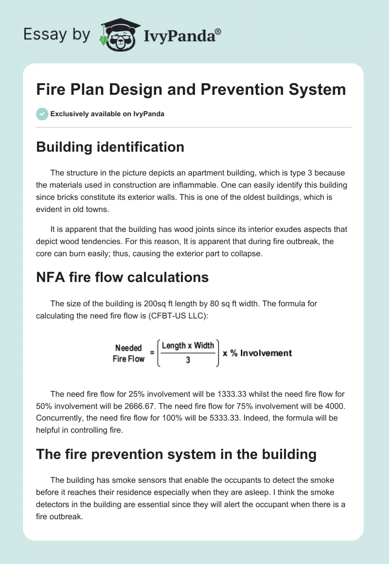 Fire Plan Design and Prevention System. Page 1