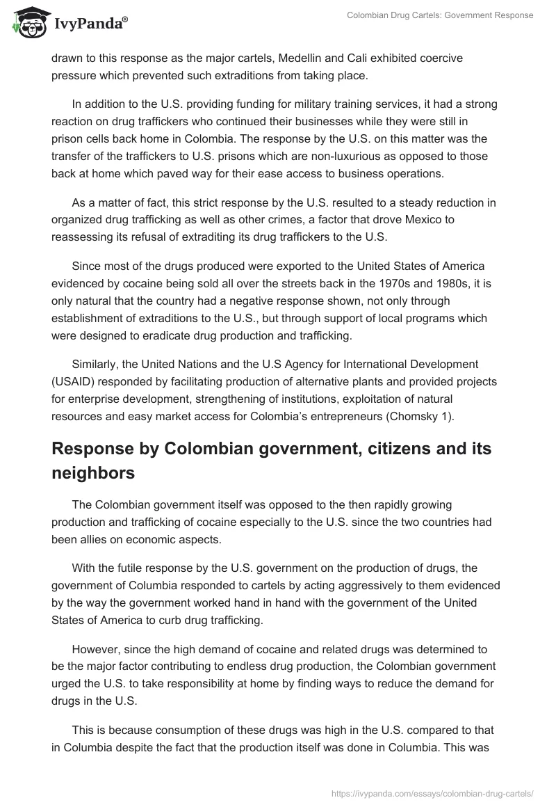 Colombian Drug Cartels: Government Response. Page 4