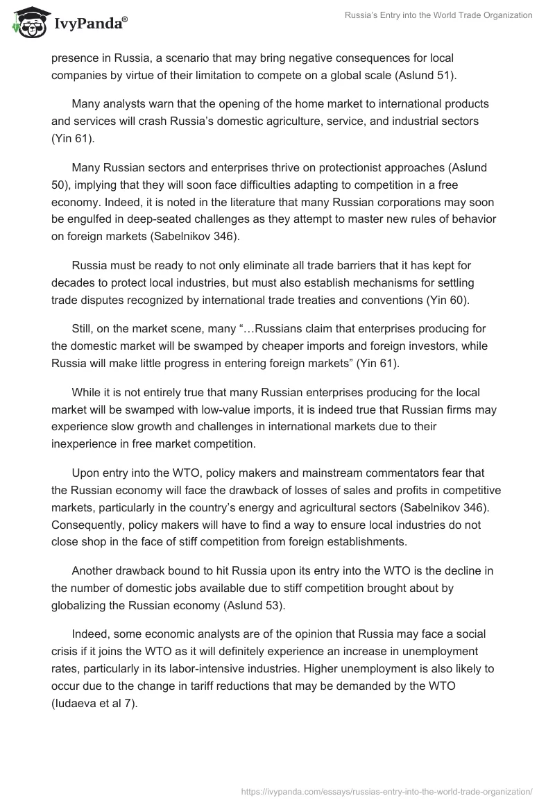 Russia’s Entry into the World Trade Organization. Page 3
