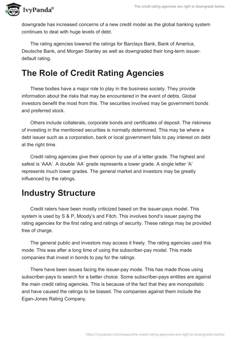 The Credit Rating Agencies Are Right to Downgrade Banks. Page 2