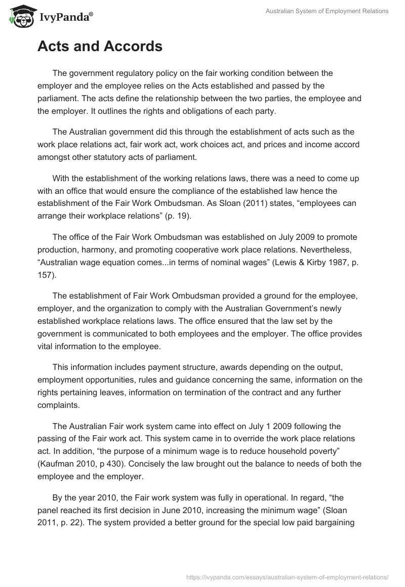 Australian System of Employment Relations. Page 2