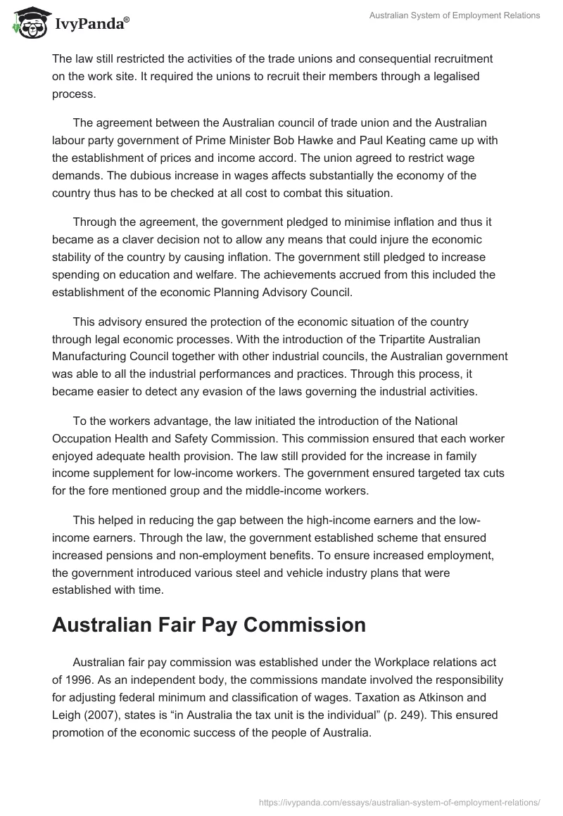 Australian System of Employment Relations. Page 4