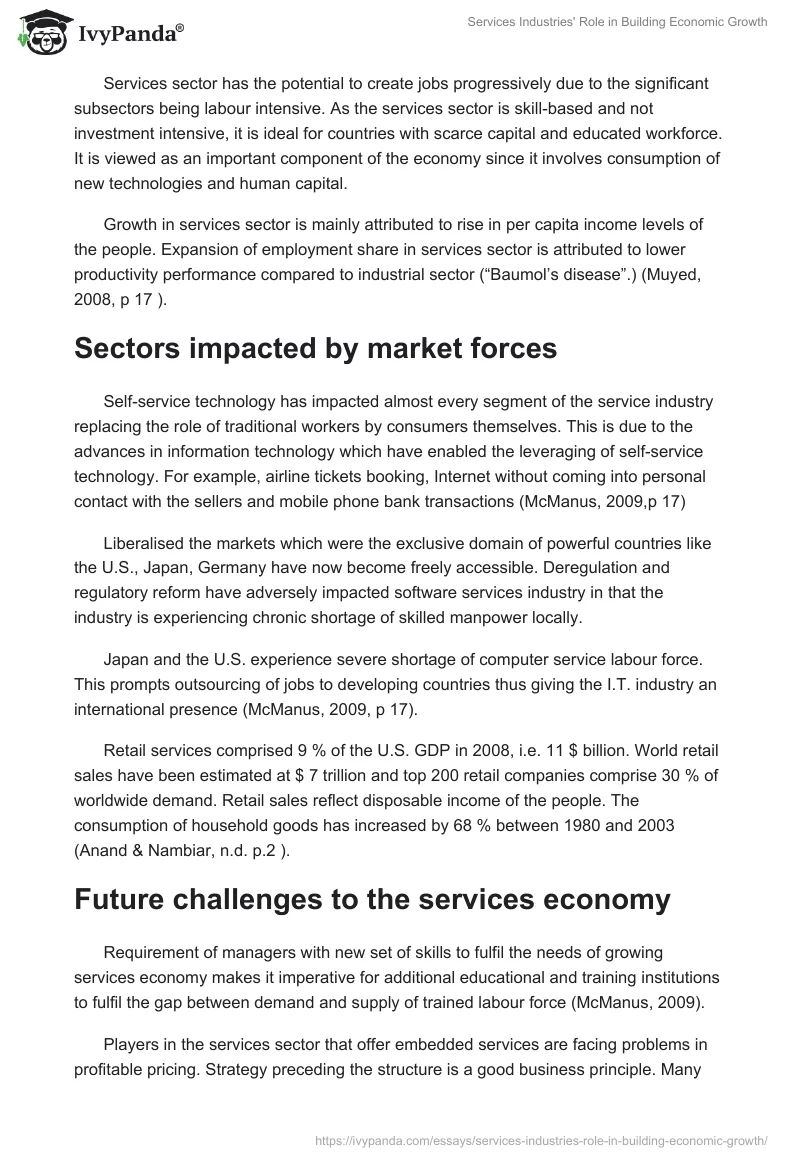 Services Industries' Role in Building Economic Growth. Page 2