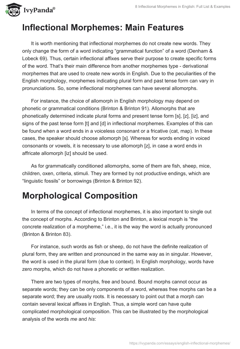 8 Inflectional Morphemes in English: Full List & Examples. Page 2