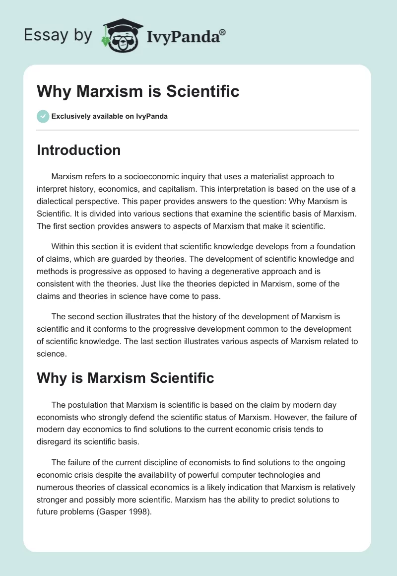 Why Marxism is Scientific. Page 1