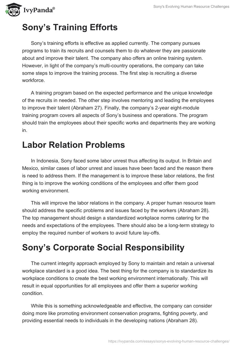 Sony's Evolving Human Resource Challenges. Page 2