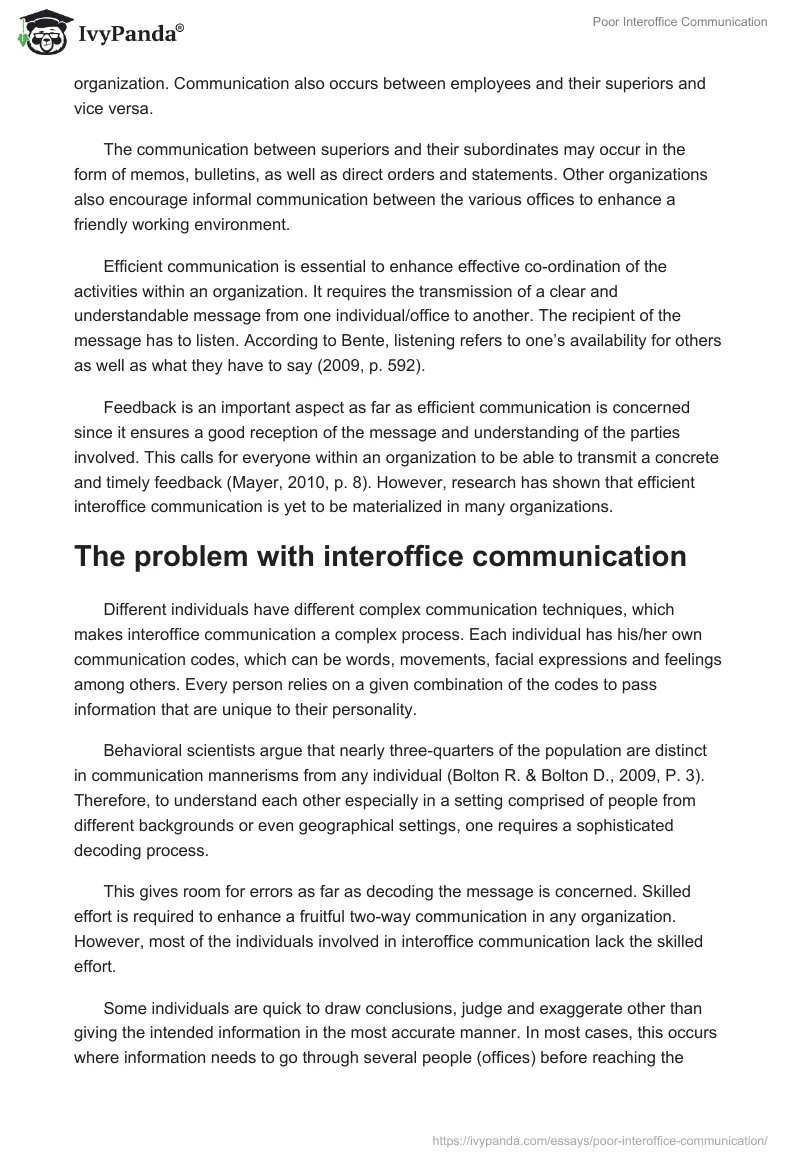 Poor Interoffice Communication. Page 2