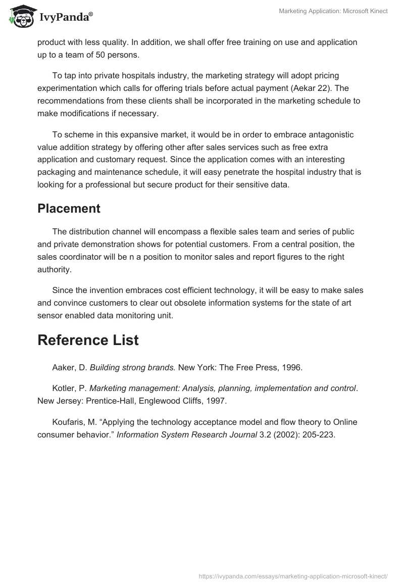 Marketing Application: Microsoft Kinect. Page 3