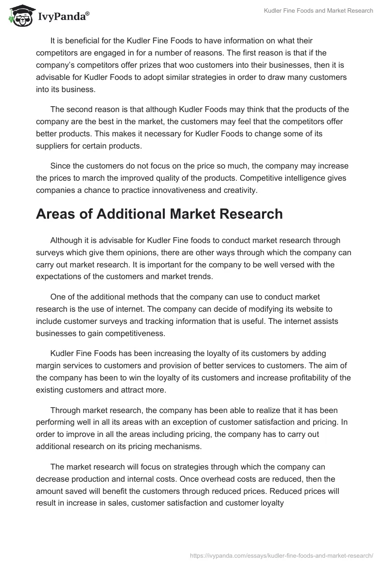 Kudler Fine Foods and Market Research. Page 3