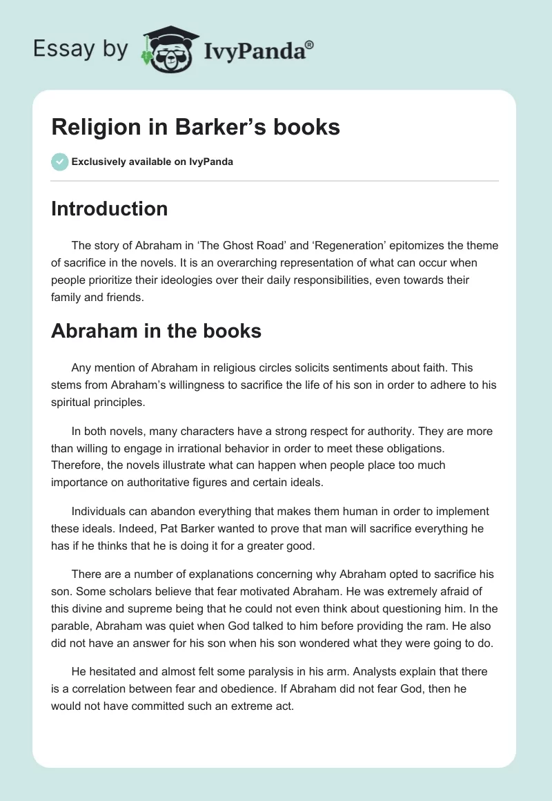 Religion in Barker’s books. Page 1