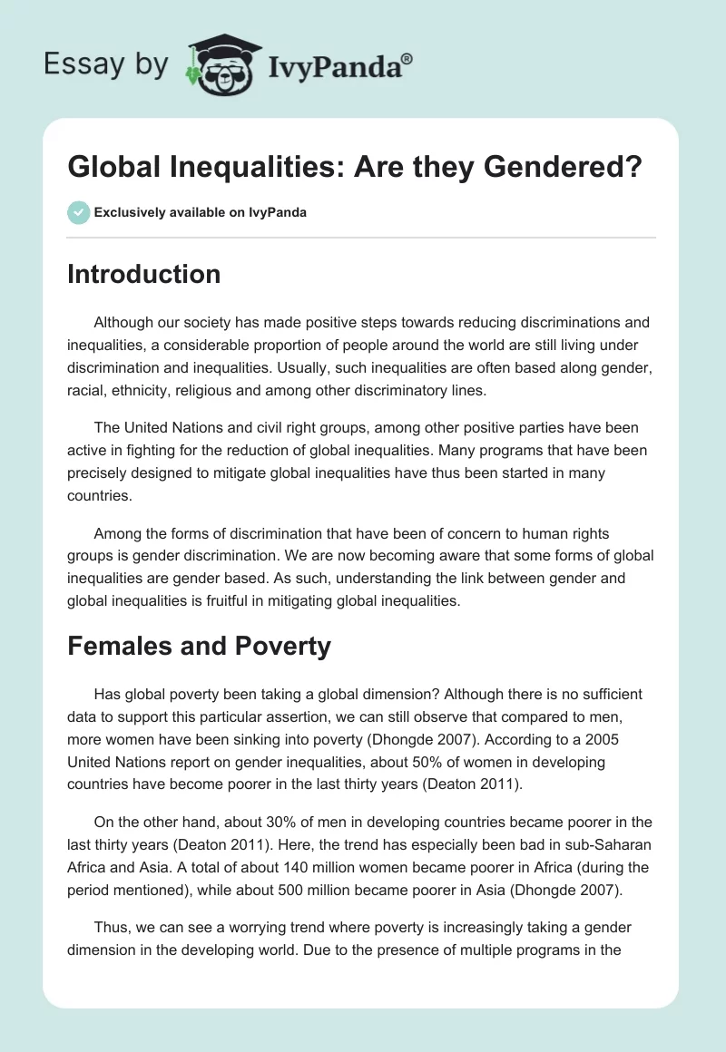 Global Inequalities: Are they Gendered?. Page 1