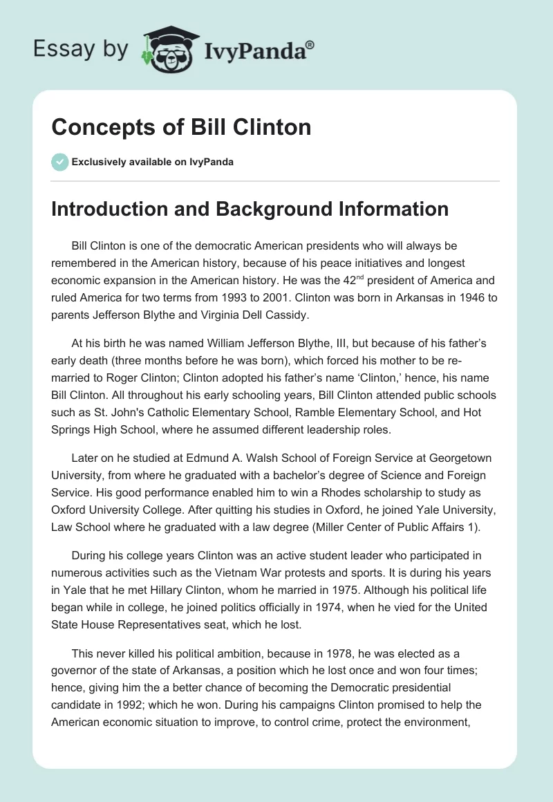 Concepts of Bill Clinton. Page 1