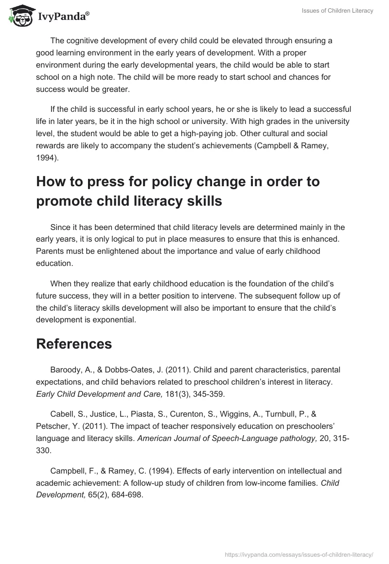 Issues of Children Literacy. Page 3
