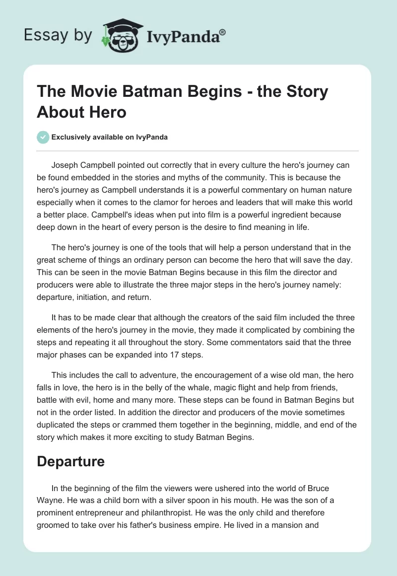 The Movie "Batman Begins" - the Story About Hero. Page 1