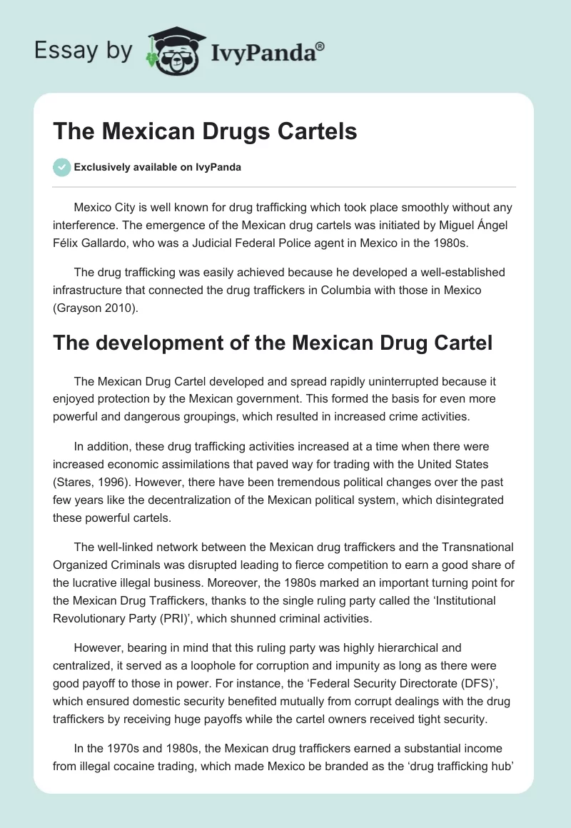 The Mexican Drugs Cartels. Page 1