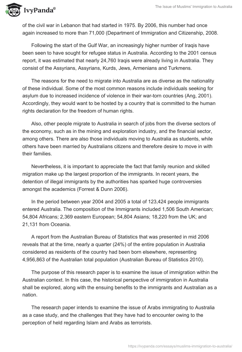 The Issue of Muslims' Immigration to Australia. Page 2