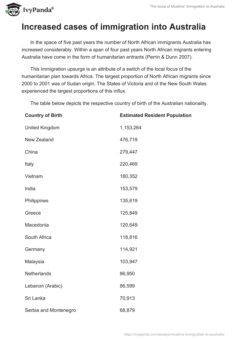 The Issue of Muslims' Immigration to Australia. Page 3