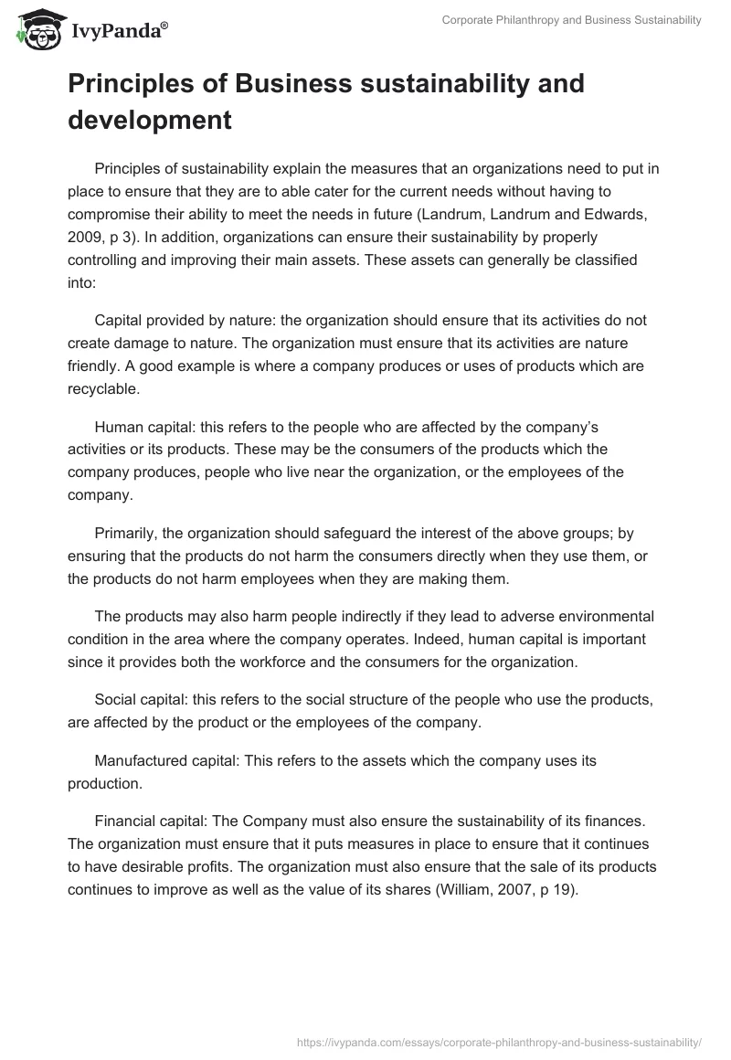 Corporate Philanthropy and Business Sustainability. Page 2