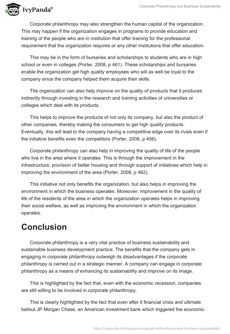 Corporate Philanthropy and Business Sustainability. Page 4