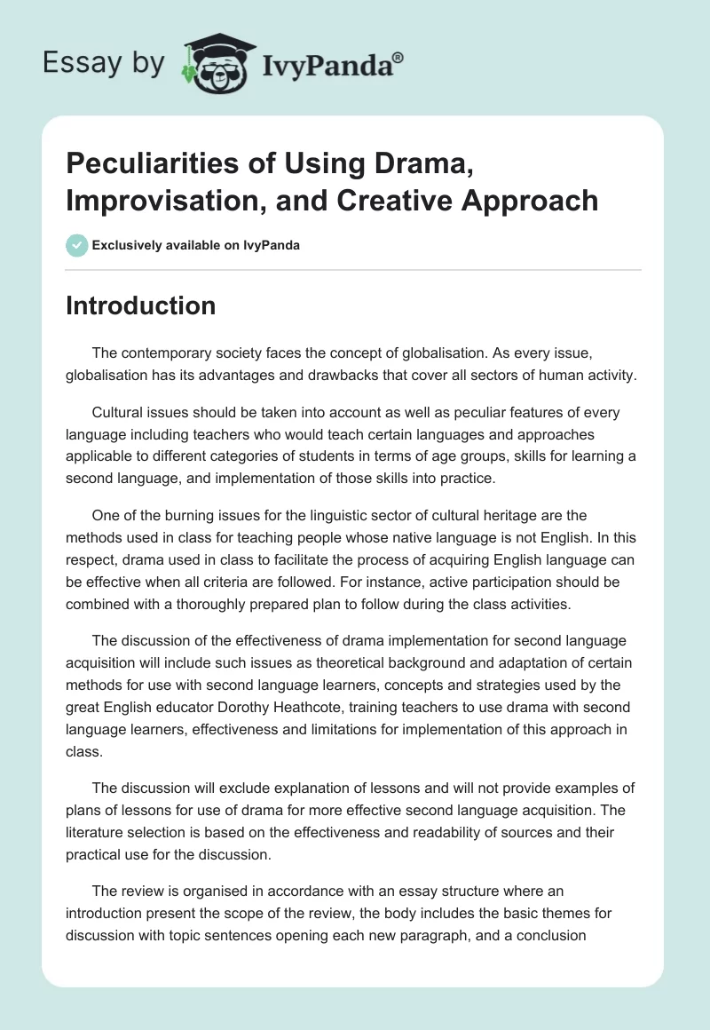 Peculiarities of Using Drama, Improvisation, and Creative Approach. Page 1