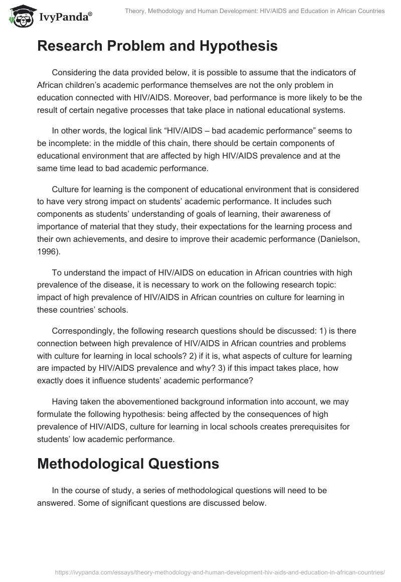 Theory, Methodology and Human Development: HIV/AIDS and Education in African Countries. Page 3