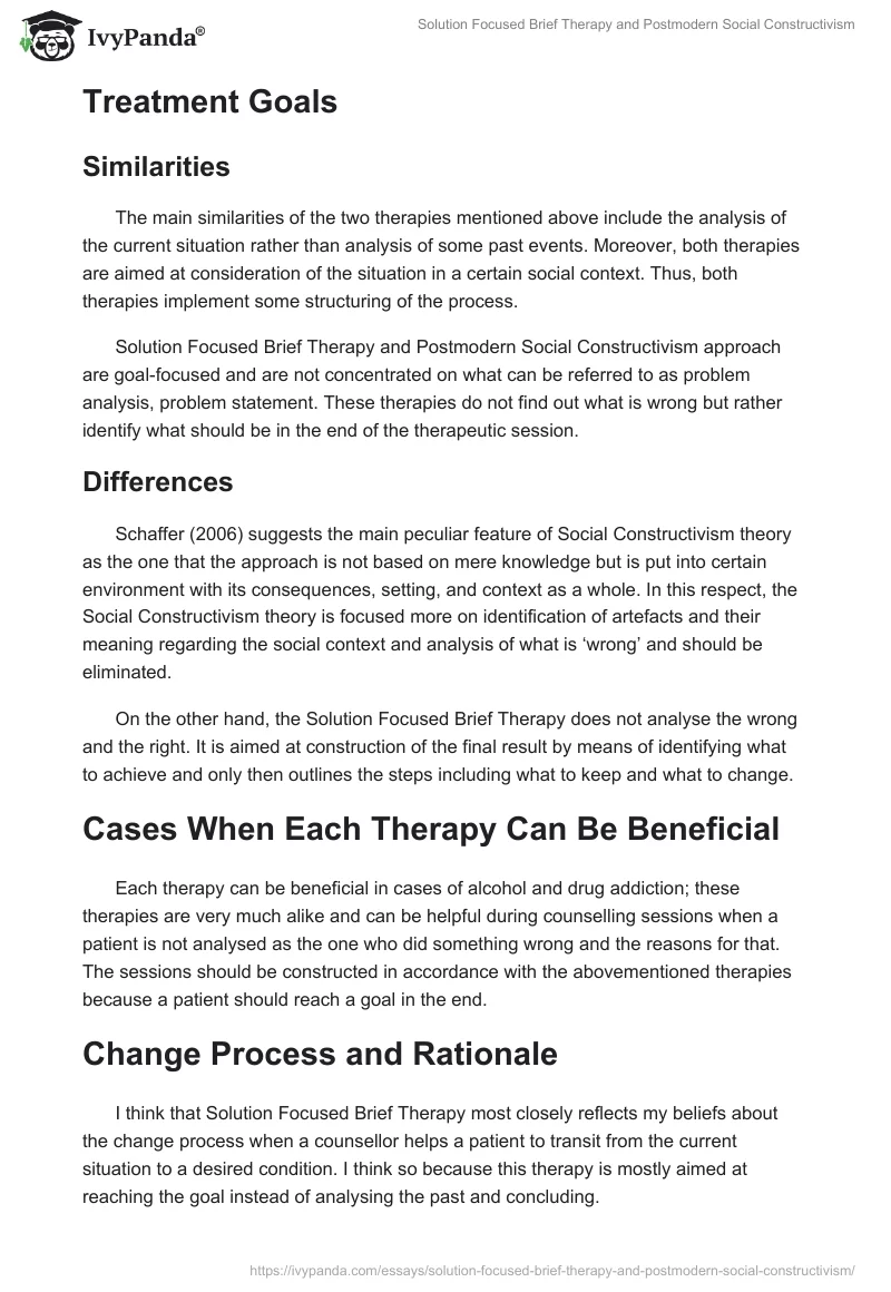 Solution Focused Brief Therapy and Postmodern Social Constructivism. Page 2
