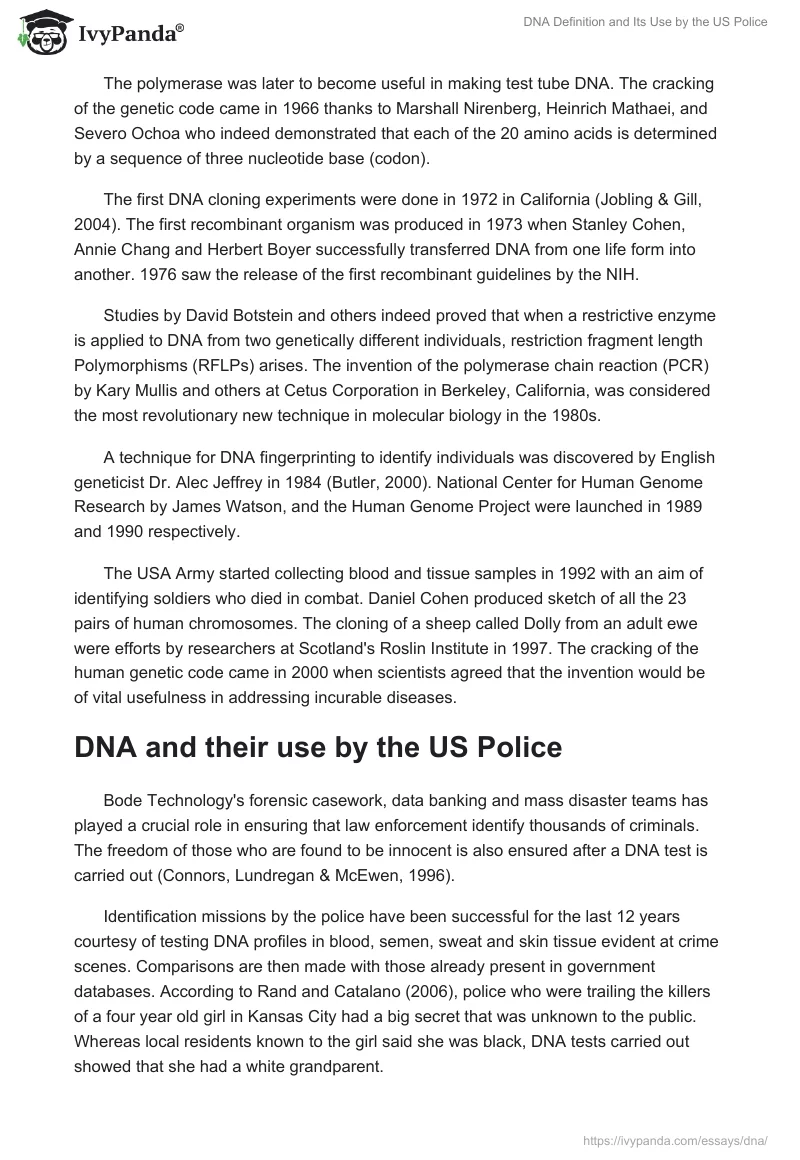 DNA Definition and Its Use by the US Police. Page 2