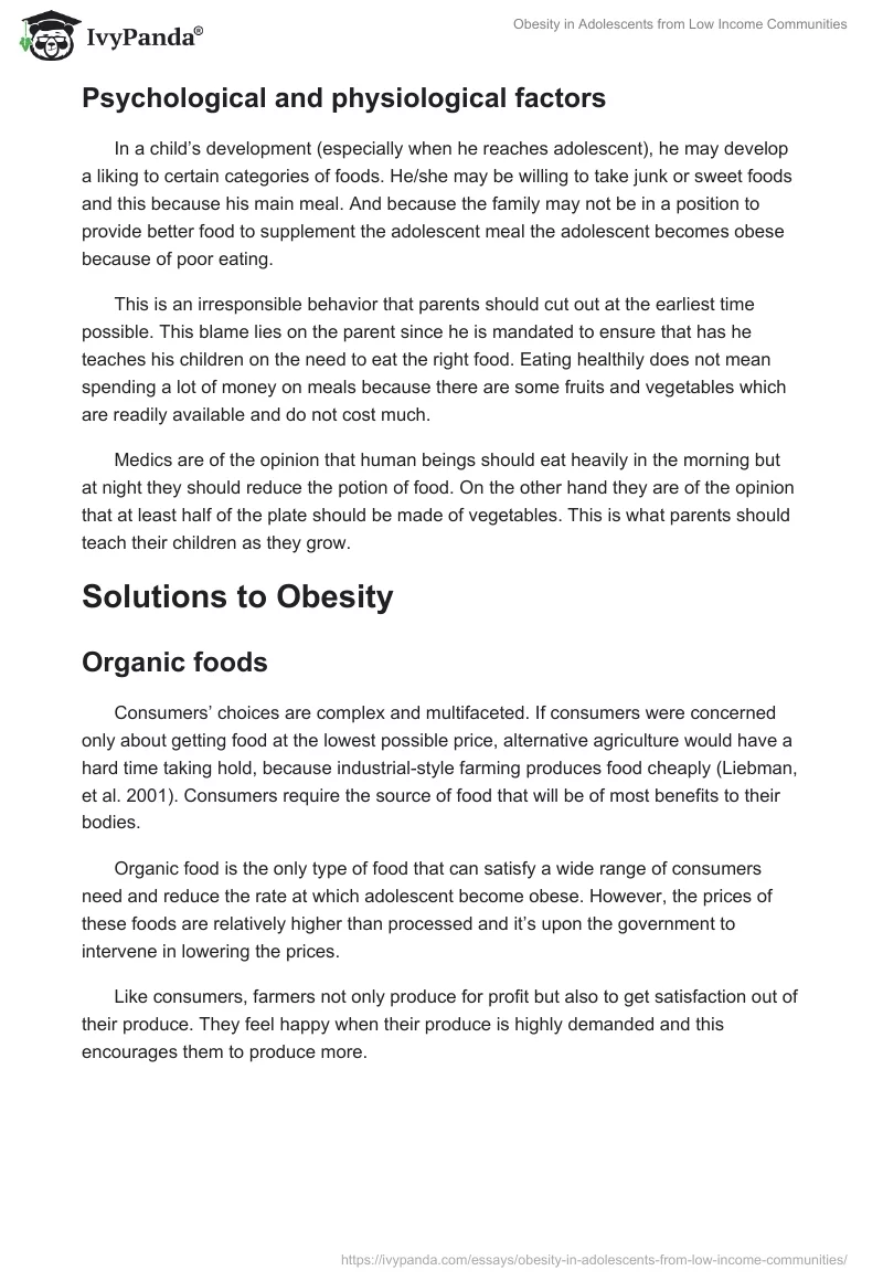 Obesity in Adolescents From Low Income Communities. Page 4