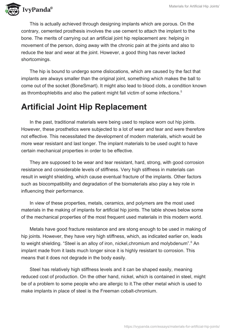 Materials for Artificial Hip Joints’. Page 2