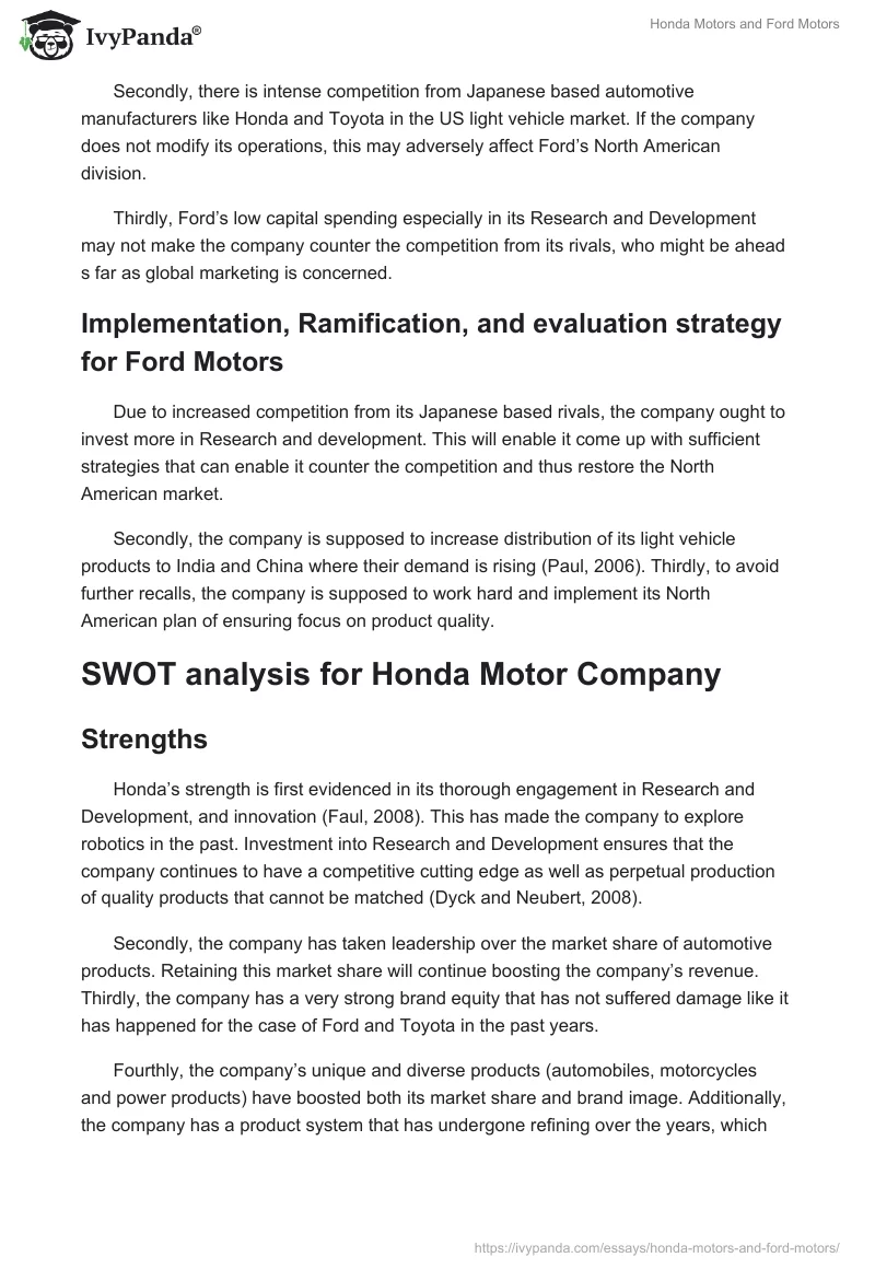 Honda Motors and Ford Motors. Page 4