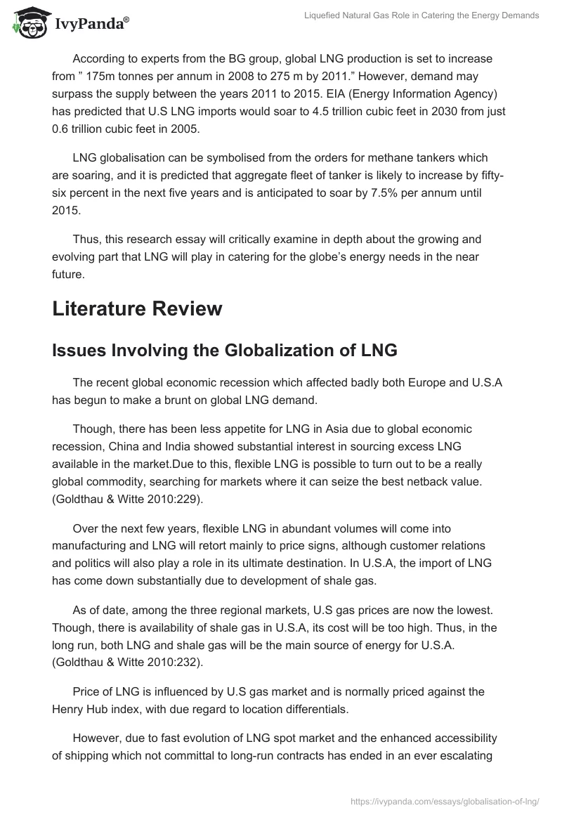 Liquefied Natural Gas Role in Catering the Energy Demands. Page 5