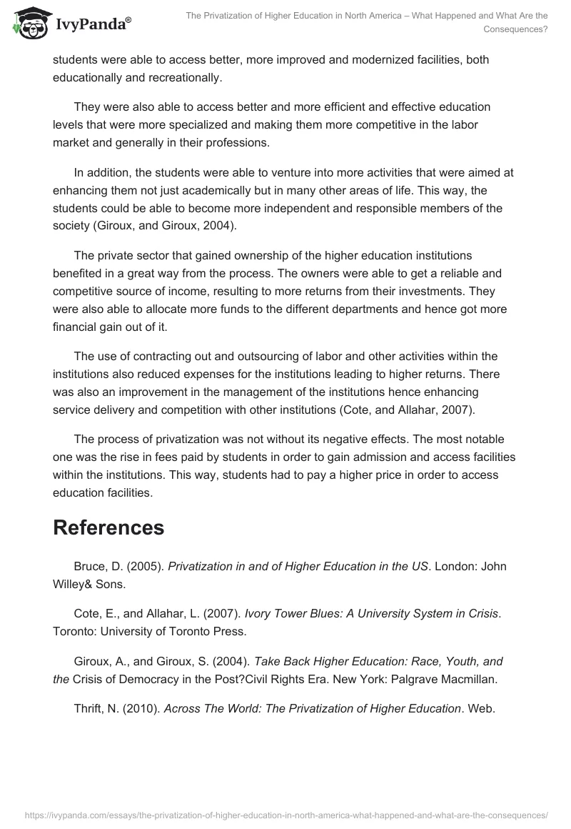 The Privatization of Higher Education in North America – What Happened and What Are the Consequences?. Page 3